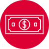 Handshake icon representing partnership and collaboration in business, enclosed in a red circle.