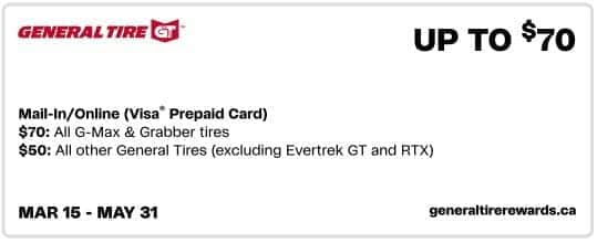 Bridgestone tire promotion offering up to $150 on select models, including WeatherPeak™, Alenza™, Dueler™, DriveGuard™, Ecopia™, Potenza™, and Turanza™. Valid online only with installation at participating dealers. Offer period: March 10 to May 31. Visit bridgestonerewards.com for details.