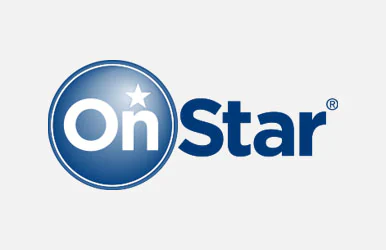 OnStar logo featuring a blue circular design with the name "OnStar" in bold lettering, symbolizing automotive safety and connectivity services.