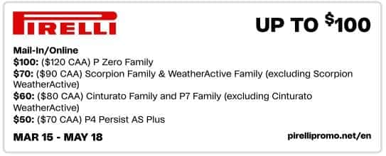 Bridgestone tire promotion offering up to $150 on select models, including WeatherPeak™, Alenza™, Dueler™, DriveGuard™, Ecopia™, Potenza™, and Turanza™. Valid online only with installation at participating dealers. Offer period: March 10 to May 31. Visit bridgestonerewards.com for details.
