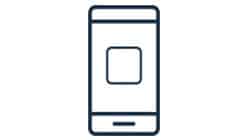 Icon of a smartphone with a blank screen, representing mobile technology and digital communication.