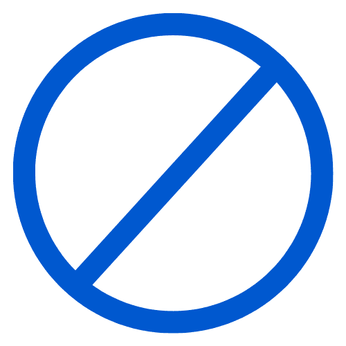 Blue circle with a diagonal line indicating prohibition or no entry symbol.
