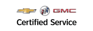 Logo of Certified Service featuring Chevrolet, Buick, and GMC brands, emphasizing quality automotive service and maintenance.